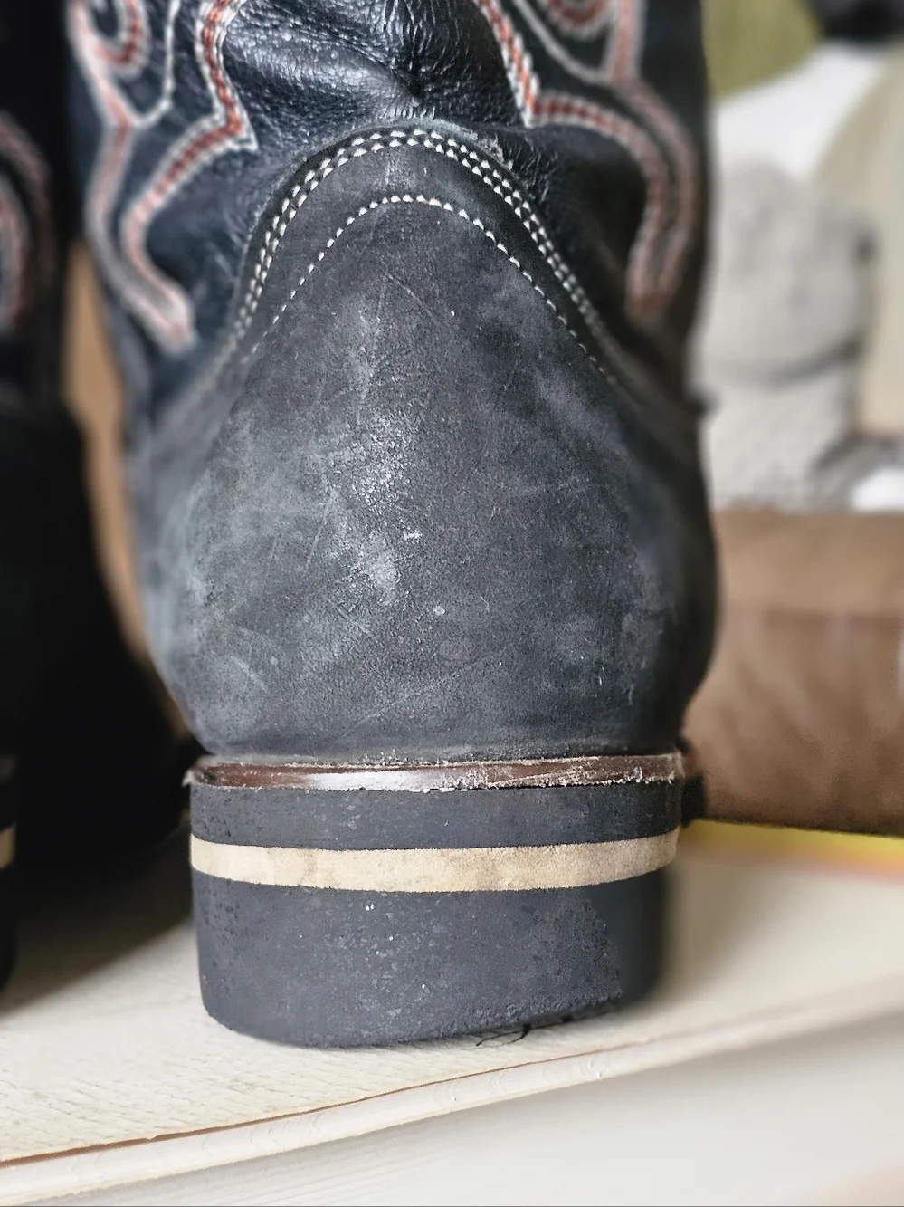 La Sierra Men's Nobuck Square Toe Rubber Sole Boot Black - Picture 9 of 11